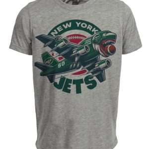 New York Jets Retro Football Mascot Artwork Heather Gray Sublimated T-Shirt
