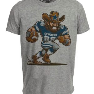 Dallas Cowboys Retro Football Mascot Artwork Heather Gray Sublimated T-Shirt