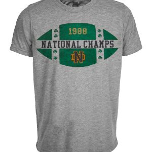 Notre Dame National Champs Vintage Football 1988 Artwork Heather Gray Sublimated T-Shirt