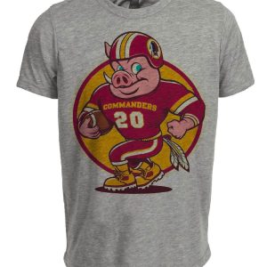 Washington Redskins Commanders Retro Football Mascot Artwork Heather Gray Sublimated T-Shirt
