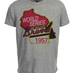 Milwaukee Braves Vintage Baseball World Series 1957 Artwork Heather Gray Sublimated T-Shirt
