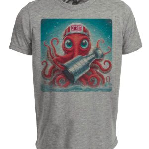 Detroit Red Wings Vintage Stanley Cup Hockey Retro Octopus Mascot Artwork Heather Gray Sublimated T-Shirt