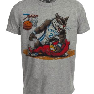 Kentucky Wildcats vs. Louisville Cardinals Retro Rivalry Mascot Basketball Artwork Heather Gray Sublimated T-Shirt