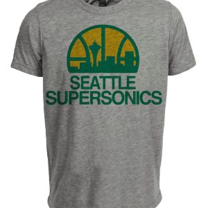 Seattle Supersonics Retro Basketball 1975 Artwork Heather Gray Sublimated T-Shirt