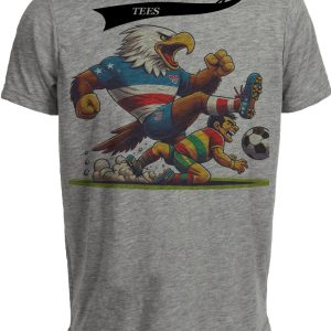 USA vs. Bolivia Retro Soccer Futbol Artwork Heather Gray Sublimated T-Shirt