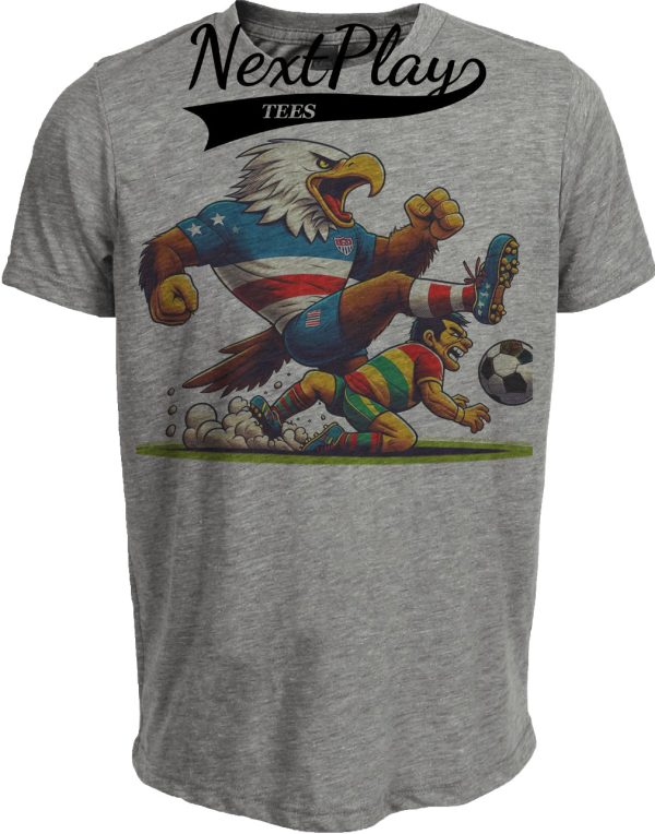 USA vs. Bolivia Retro Soccer Futbol Artwork Heather Gray Sublimated T-Shirt