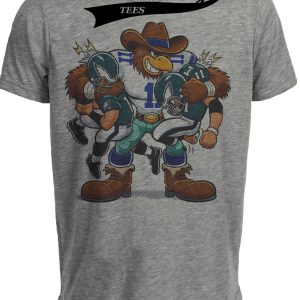 Dallas Cowboys vs. Philadelphia Eagles Retro Rivalry Football Artwork Heather Gray Sublimated T-Shirt