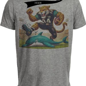 Jacksonville Jaguars vs. Miami Dolphins Retro Rivalry Jaxson de Ville Football Artwork Heather Gray Sublimated T-Shirt