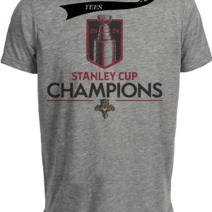 Florida Panthers Retro Hockey Champions Artwork Heather Gray Sublimated T-Shirt