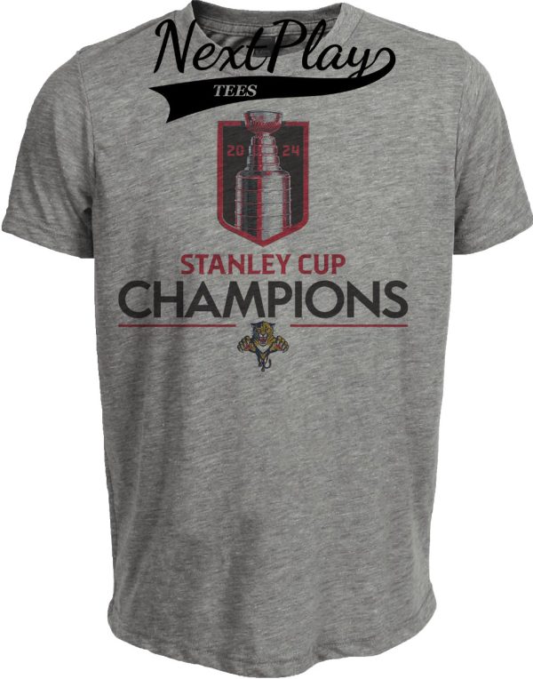 Florida Panthers Retro Hockey Champions Artwork Heather Gray Sublimated T-Shirt