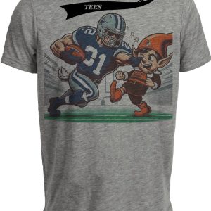 Dallas Cowboys vs. Cleveland Browns Retro Rivalry Football Mascot Artwork Heather Gray Sublimated T-Shirt