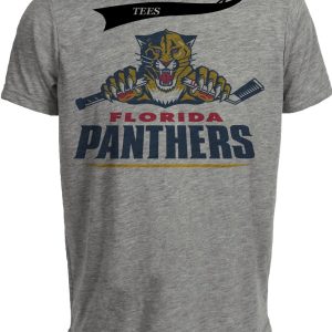 Florida Panthers Retro Hockey Mascot 1999 Artwork Heather Gray Sublimated T-Shirt