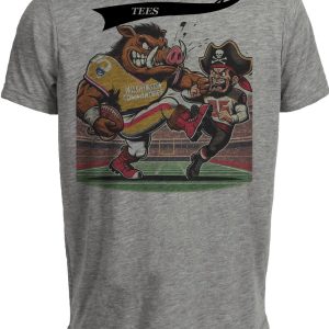 Washington Commanders vs. Tampa Bay Buccaneers Retro Rivalries Football Major Tuddy Artwork Heather Gray Sublimated T-Shirt