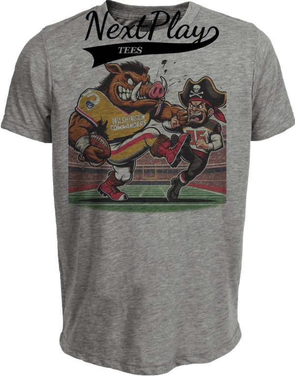 Washington Commanders vs. Tampa Bay Buccaneers Retro Rivalries Football Major Tuddy Artwork Heather Gray Sublimated T-Shirt