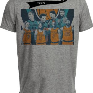 New York Nova Knicks Retro Villanova Wildcats Connection Basketball Artwork Heather Gray Sublimated T-Shirt