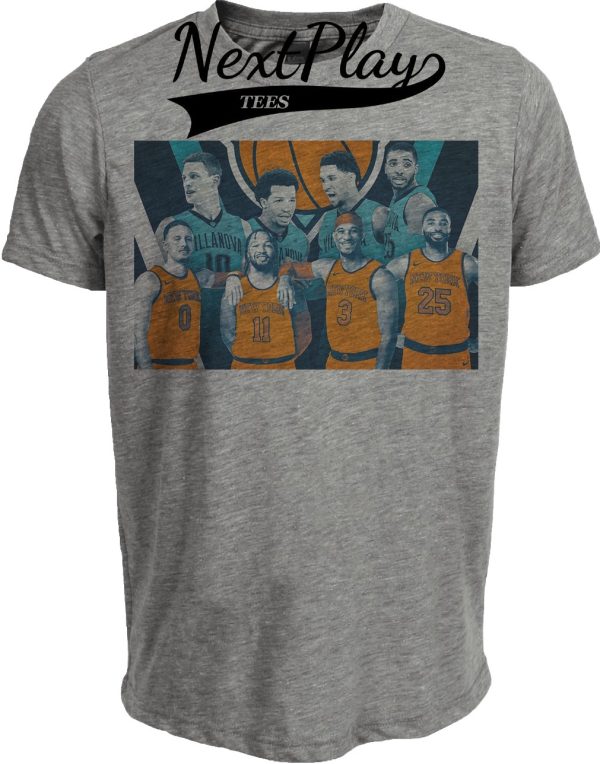 New York Nova Knicks Retro Villanova Wildcats Connection Basketball Artwork Heather Gray Sublimated T-Shirt