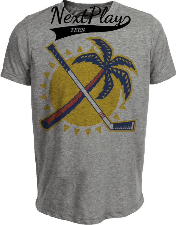 Florida Panthers Retro Hockey Palm Tree 1999 Artwork Heather Gray Sublimated T-Shirt
