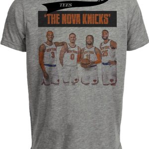 New York Nova Knicks Retro Villanova Wildcats Basketball Artwork Heather Gray Sublimated T-Shirt