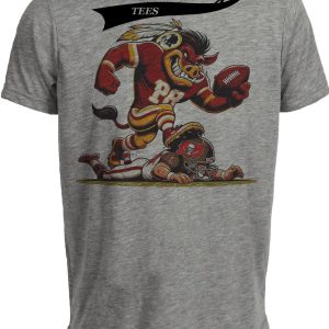 Washington Redskins Commanders vs. Tampa Bay Buccaneers Retro Rivalries Football Major Tuddy Running Artwork Heather Gray Sublimated T-Shirt