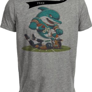 Miami Dolphins vs. Jacksonville Jaguars Retro Rivalry Football Artwork Heather Gray Sublimated T-Shirt