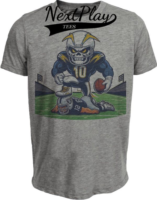Los Angeles Chargers vs. Las Vegas Raiders Retro Rivalry Boltman Football Artwork Heather Gray Sublimated T-Shirt