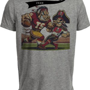 Washington Redskins Commanders vs. Tampa Bay Buccaneers Retro Rivalries Football Major Tuddy Artwork Heather Gray Sublimated T-Shirt