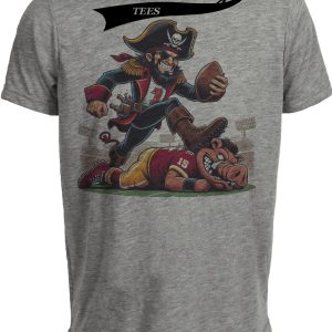 Tampa Bay Buccaneers vs. Washington Redskins Commanders Retro Rivalry Football Artwork Heather Gray Sublimated T-Shirt