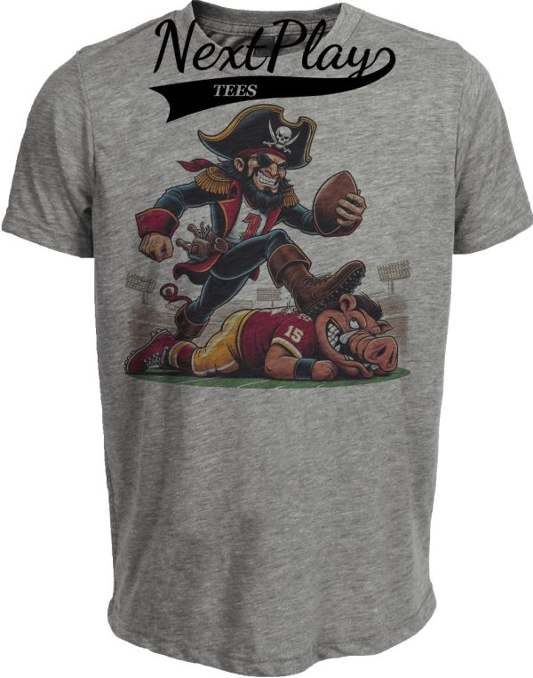 Tampa Bay Buccaneers vs. Washington Redskins Commanders Retro Rivalry Football Artwork Heather Gray Sublimated T-Shirt