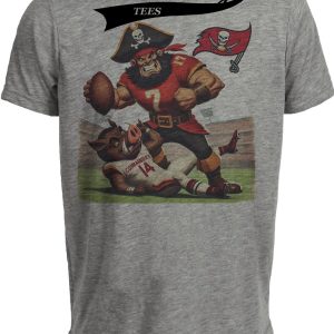 Tampa Bay Buccaneers vs. Washington Commanders Retro Rivalry Football Captain Fear Artwork Heather Gray Sublimated T-Shirt