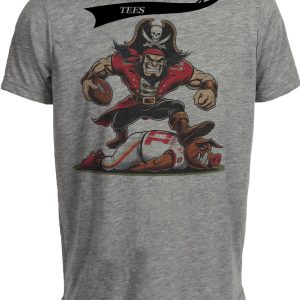 Tampa Bay Buccaneers vs. Washington Commanders Retro Rivalry Football Captain Fear Stomp Artwork Heather Gray Sublimated T-Shirt