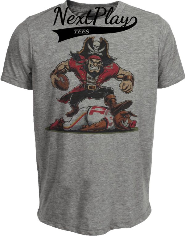 Tampa Bay Buccaneers vs. Washington Commanders Retro Rivalry Football Captain Fear Stomp Artwork Heather Gray Sublimated T-Shirt