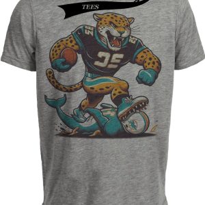 Jacksonville Jaguars vs. Miami Dolphins Retro Rivalry Football Artwork Heather Gray Sublimated T-Shirt
