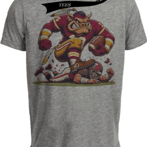 Washington Redskins Commanders vs. Tampa Bay Buccaneers Retro Rivalries Football Major Tuddy Angry Artwork Heather Gray Sublimated T-Shirt