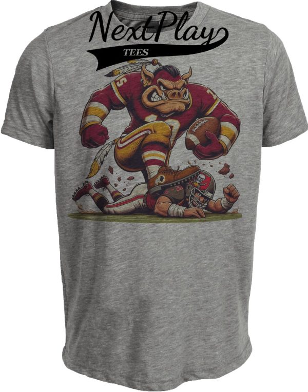 Washington Redskins Commanders vs. Tampa Bay Buccaneers Retro Rivalries Football Major Tuddy Angry Artwork Heather Gray Sublimated T-Shirt