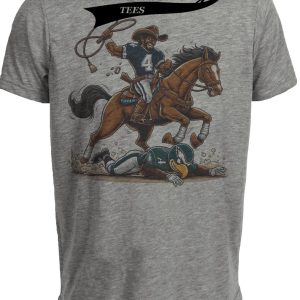Dallas Cowboys vs. Philadelphia Eagles Retro Rivalry Football Stomp Artwork Heather Gray Sublimated T-Shirt
