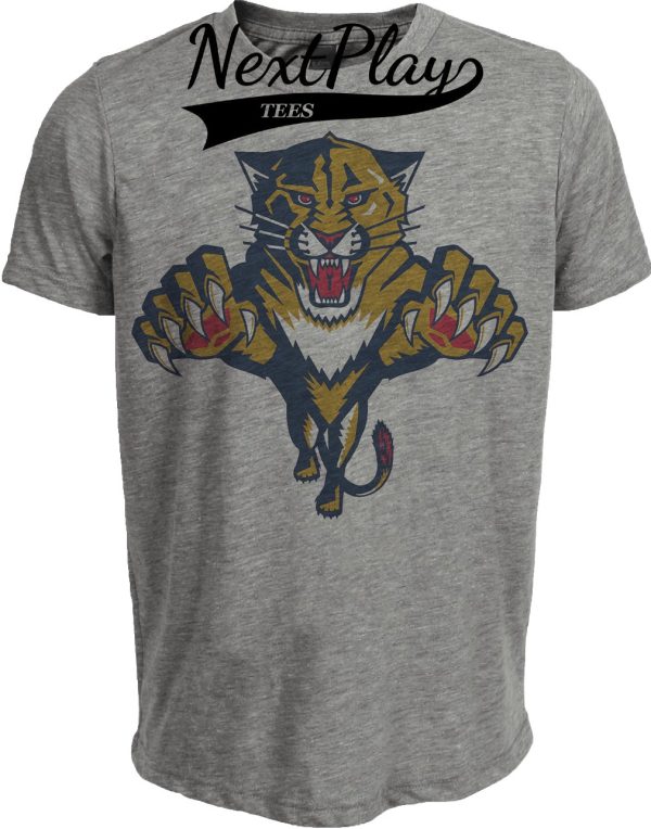 Florida Panthers Retro Hockey Mascot 1998 Artwork Heather Gray Sublimated T-Shirt