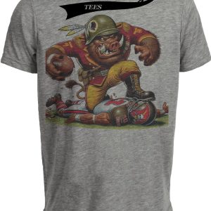 Washington Redskins Commanders vs. Tampa Bay Buccaneers Retro Rivalries Football Mascot Artwork Heather Gray Sublimated T-Shirt