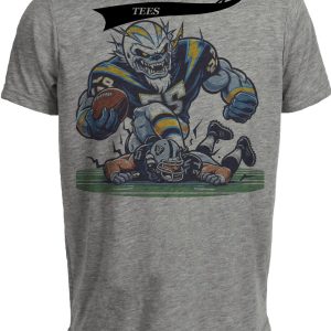 Los Angeles Chargers vs. Las Vegas Raiders Retro Rivalry Stomping Football Artwork Heather Gray Sublimated T-Shirt