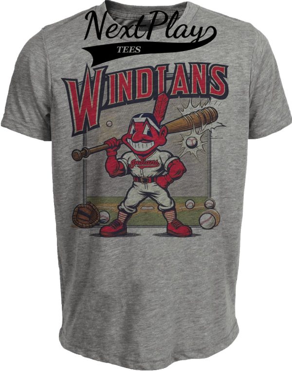 Cleveland Indians Retro Windians Baseball 1992 Artwork Heather Gray Sublimated T-Shirt