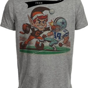 Cleveland Browns vs. Dallas Cowboys Retro Rivalry Football 1991 Artwork Heather Gray Sublimated T-Shirt