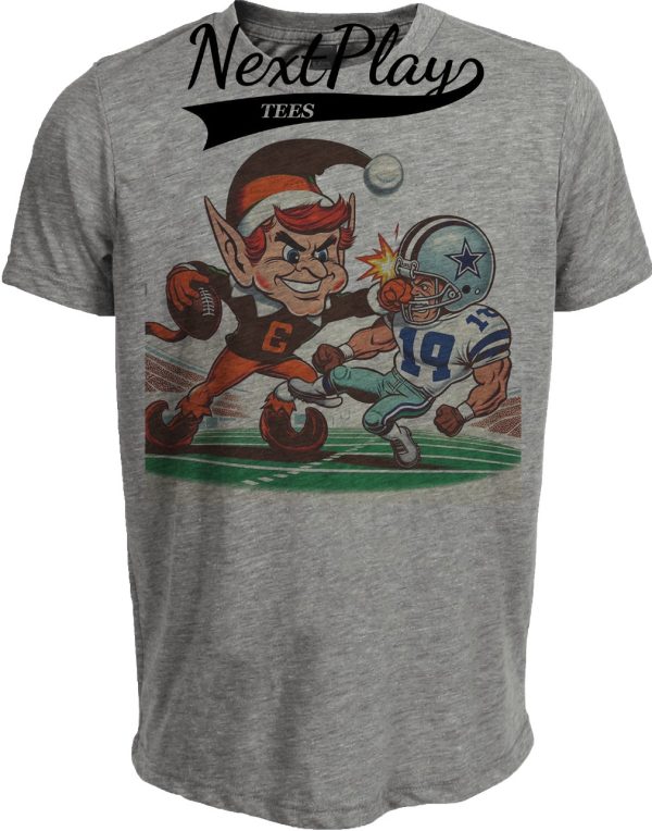 Cleveland Browns vs. Dallas Cowboys Retro Rivalry Football 1991 Artwork Heather Gray Sublimated T-Shirt