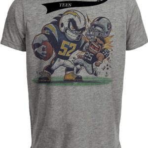 Los Angeles Chargers vs. Las Vegas Raiders Retro Rivalry Football Artwork Heather Gray Sublimated T-Shirt