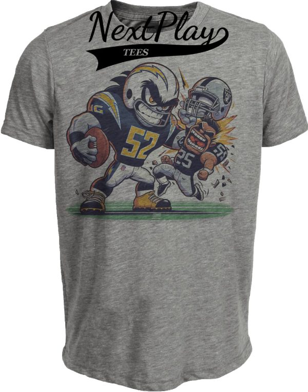 Los Angeles Chargers vs. Las Vegas Raiders Retro Rivalry Football Artwork Heather Gray Sublimated T-Shirt