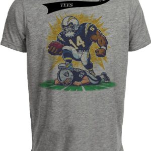 San Diego Chargers vs. Oakland Raiders Retro Rivalry Football Mascot 1985 Artwork Heather Gray Sublimated T-Shirt
