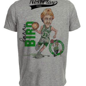 Boston Celtics Retro Larry Bird Basketball 1981 Artwork Heather Gray Sublimated T-Shirt
