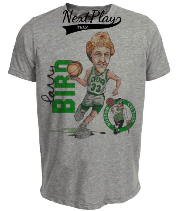 Boston Celtics Retro Larry Bird Basketball 1981 Artwork Heather Gray Sublimated T-Shirt