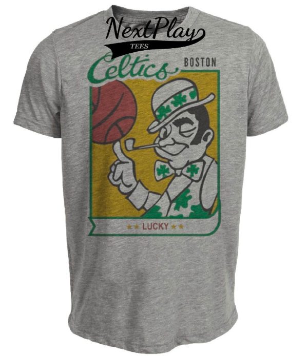 Boston Celtics Retro Lucky Mascot 1971 Artwork Heather Gray Sublimated T-Shirt