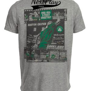Boston Celtics Retro Larry Bird 3 Point Championship Basketball 1988 Artwork Heather Gray Sublimated T-Shirt