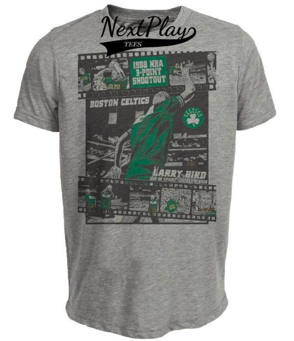 Boston Celtics Retro Larry Bird 3 Point Championship Basketball 1988 Artwork Heather Gray Sublimated T-Shirt