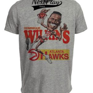 Atlanta Hawks Retro Dominique Wilkins Basketball 1987 Artwork Heather Gray Sublimated T-Shirt